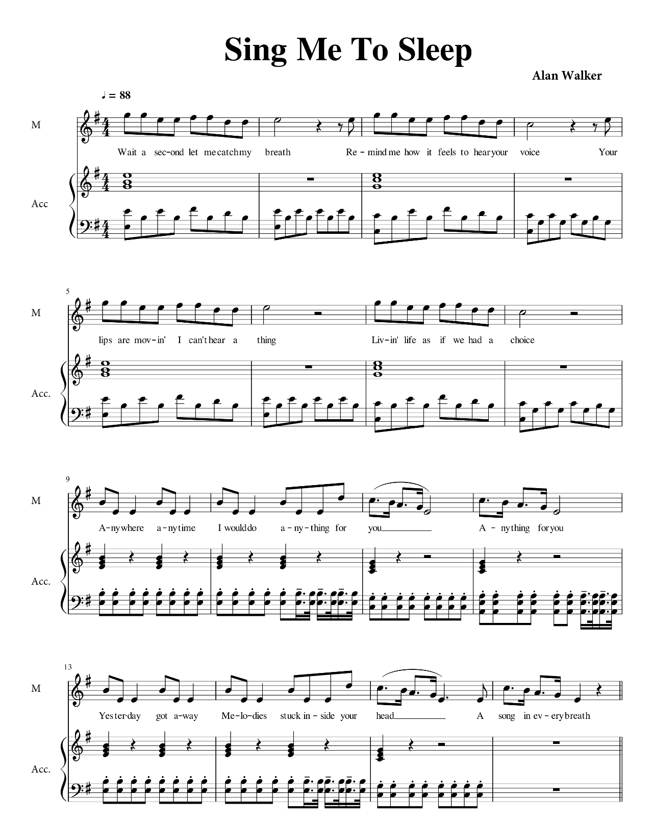 Sing Me To Sleep sheet music