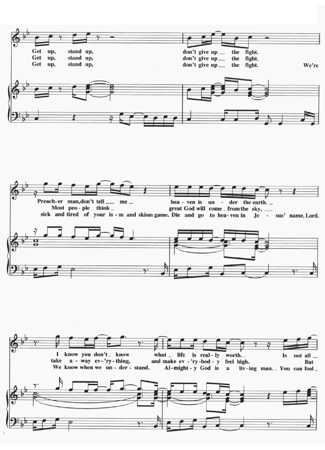 Get Up Stand Up sheet music 2