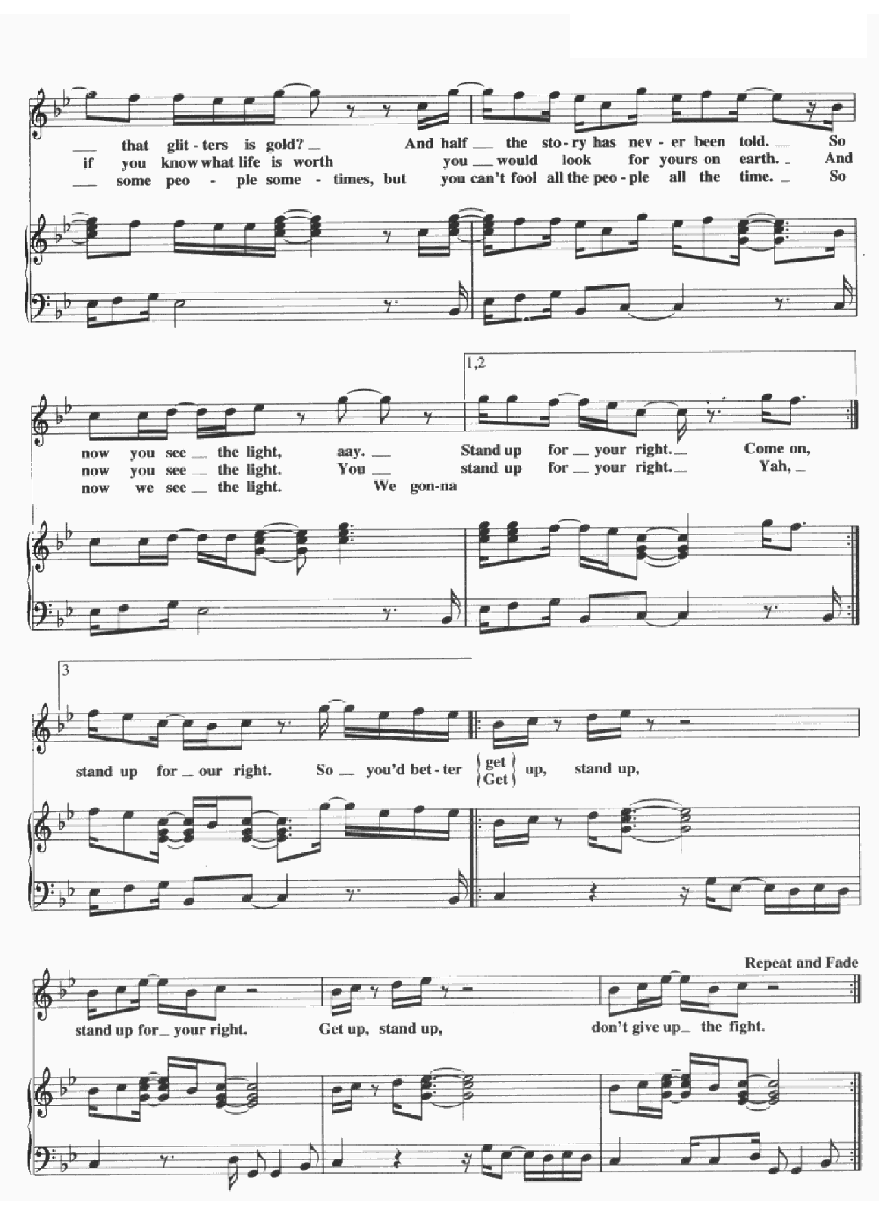 Get Up Stand Up sheet music 3