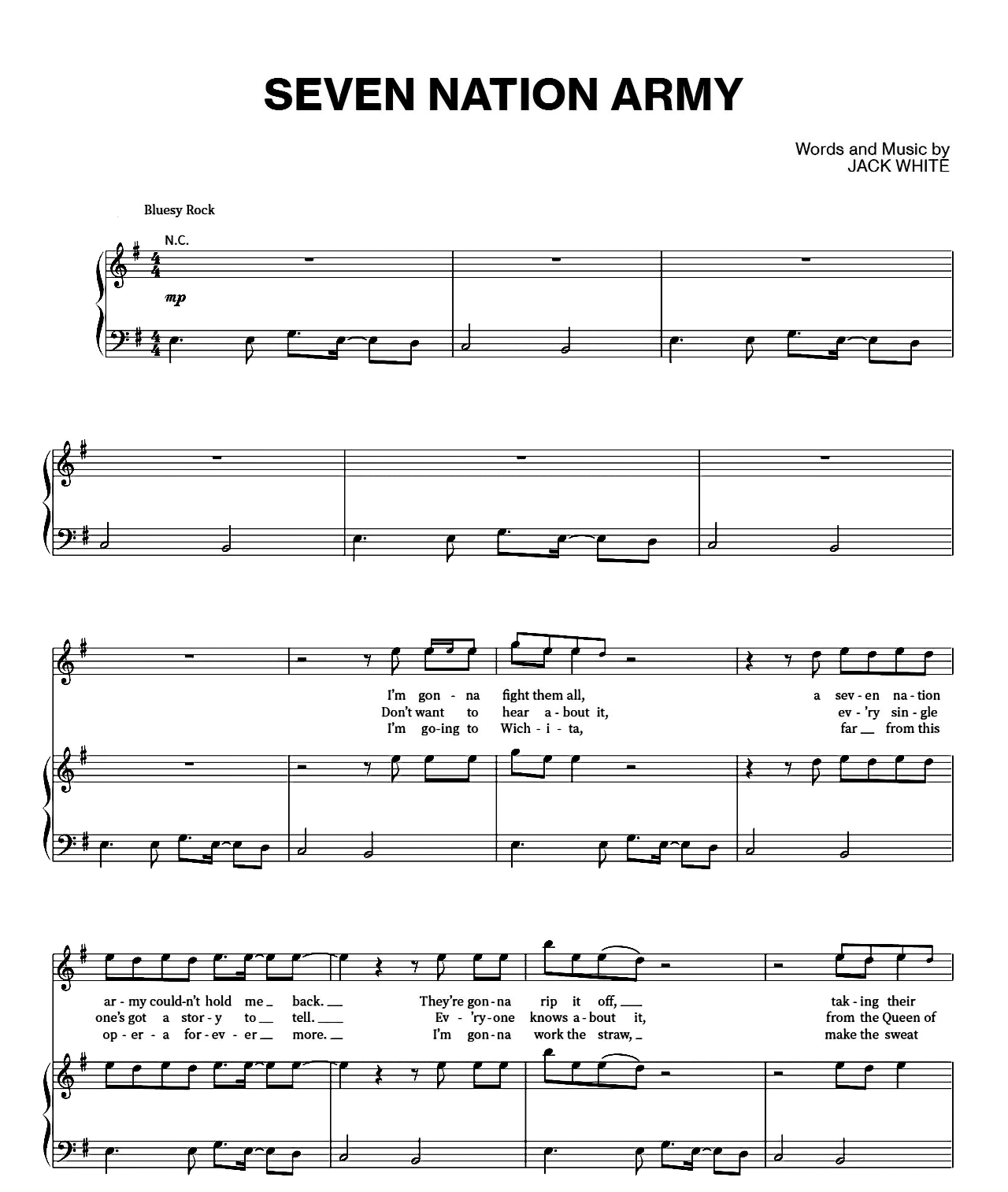 Seven Nation Army sheet music