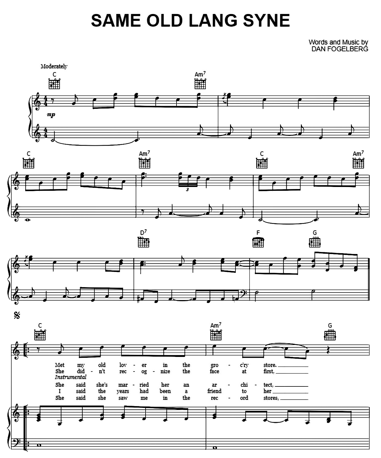 Same Old Lang Syne sheet music