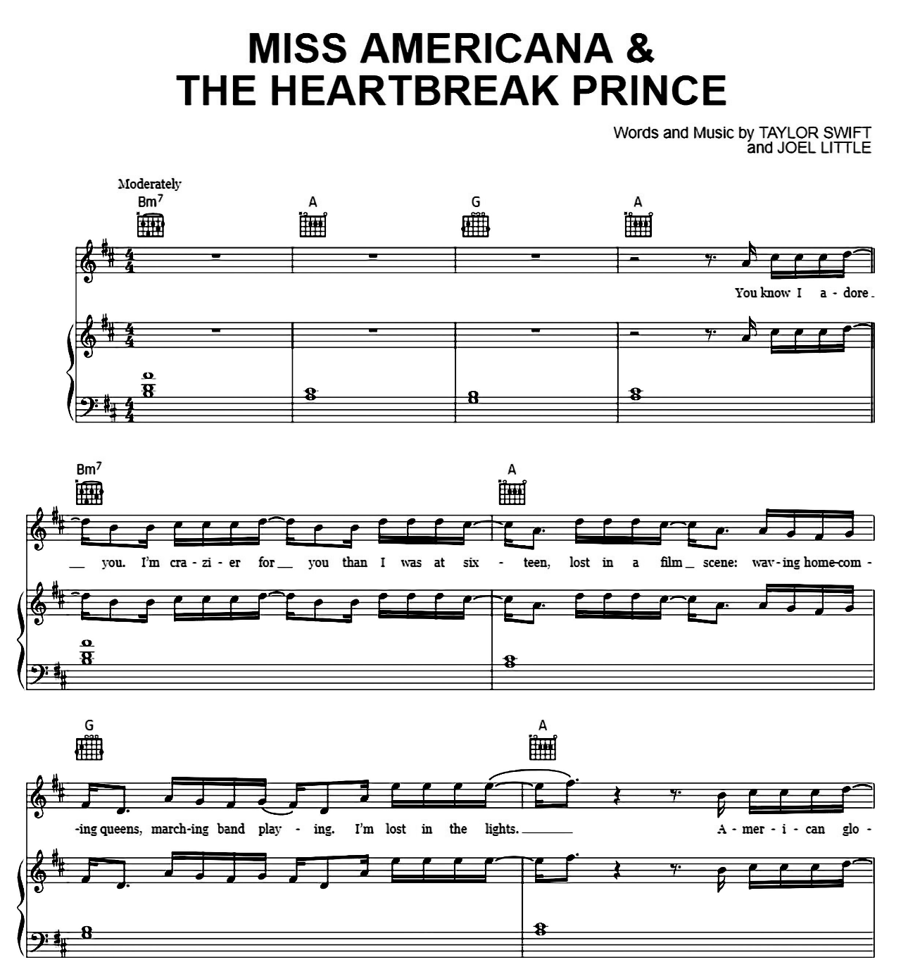 Miss Americana & The Heartbreak Prince sheet music