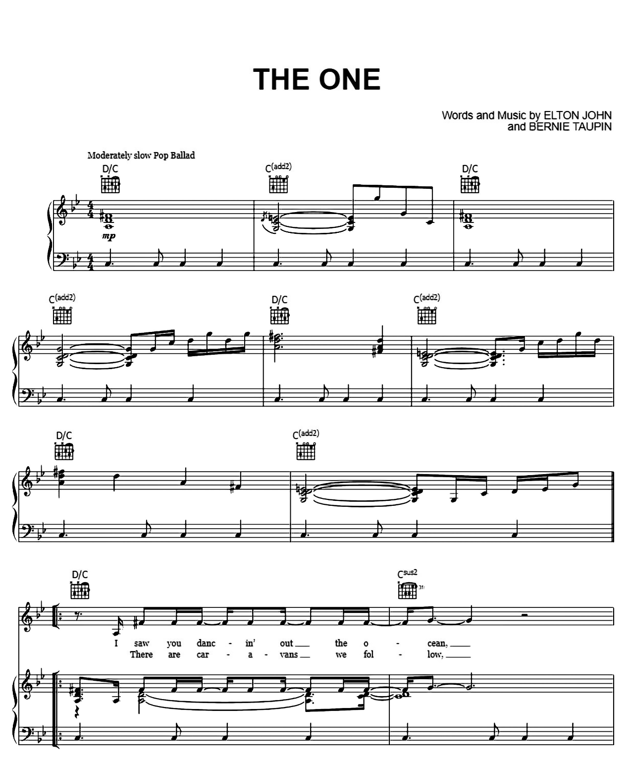 The One sheet music