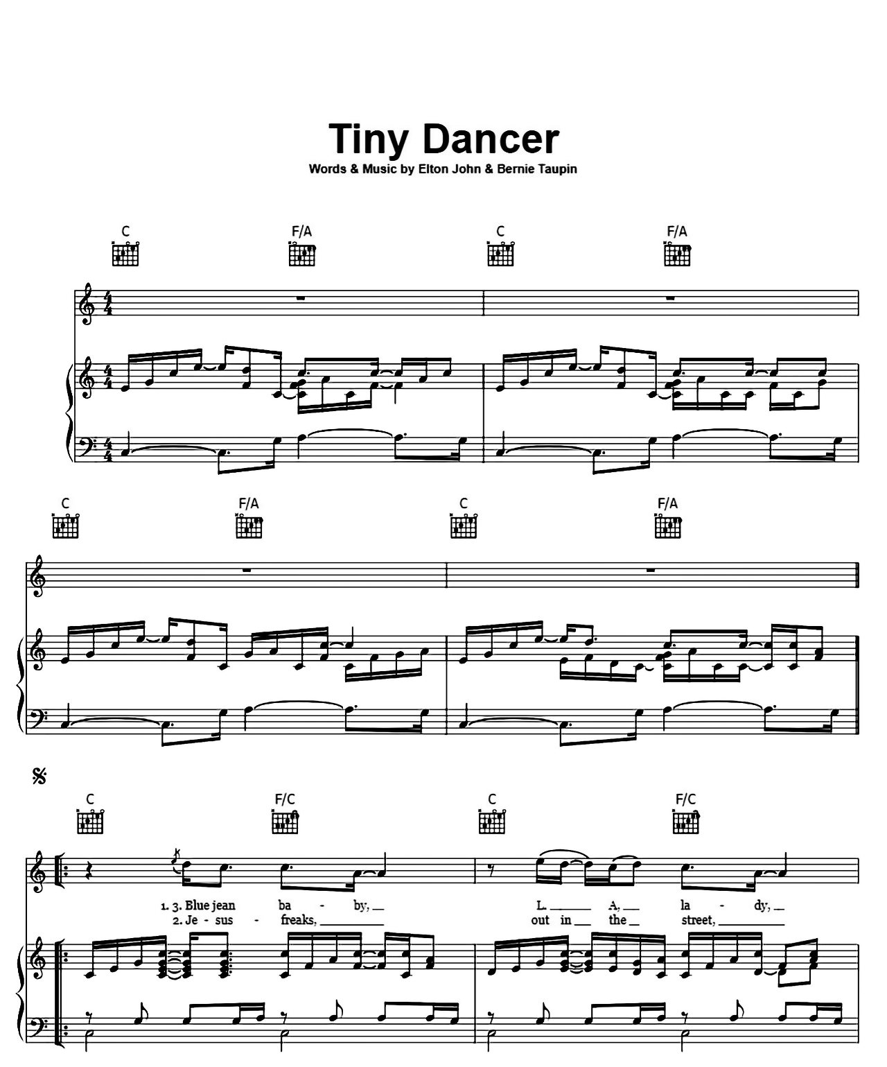 Tiny Dancer sheet music