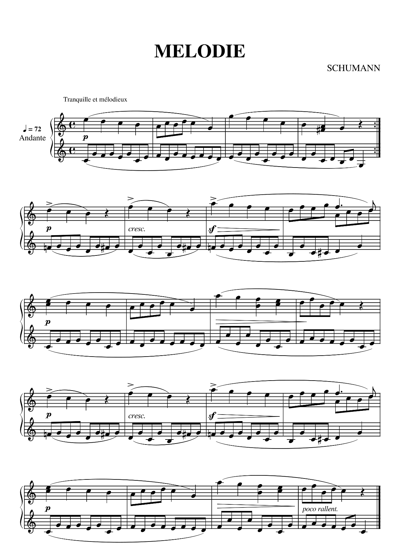 Melody (Melodie) Opus 68, No. 1 sheet music