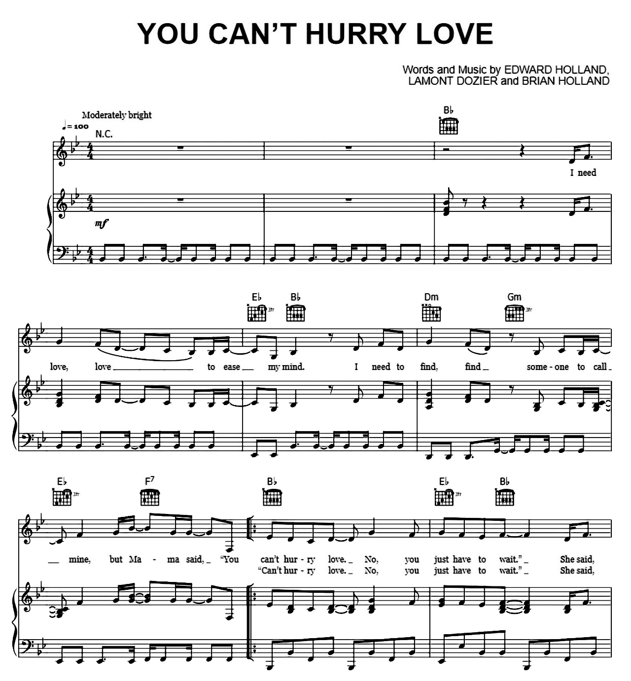 You Can't Hurry Love sheet music