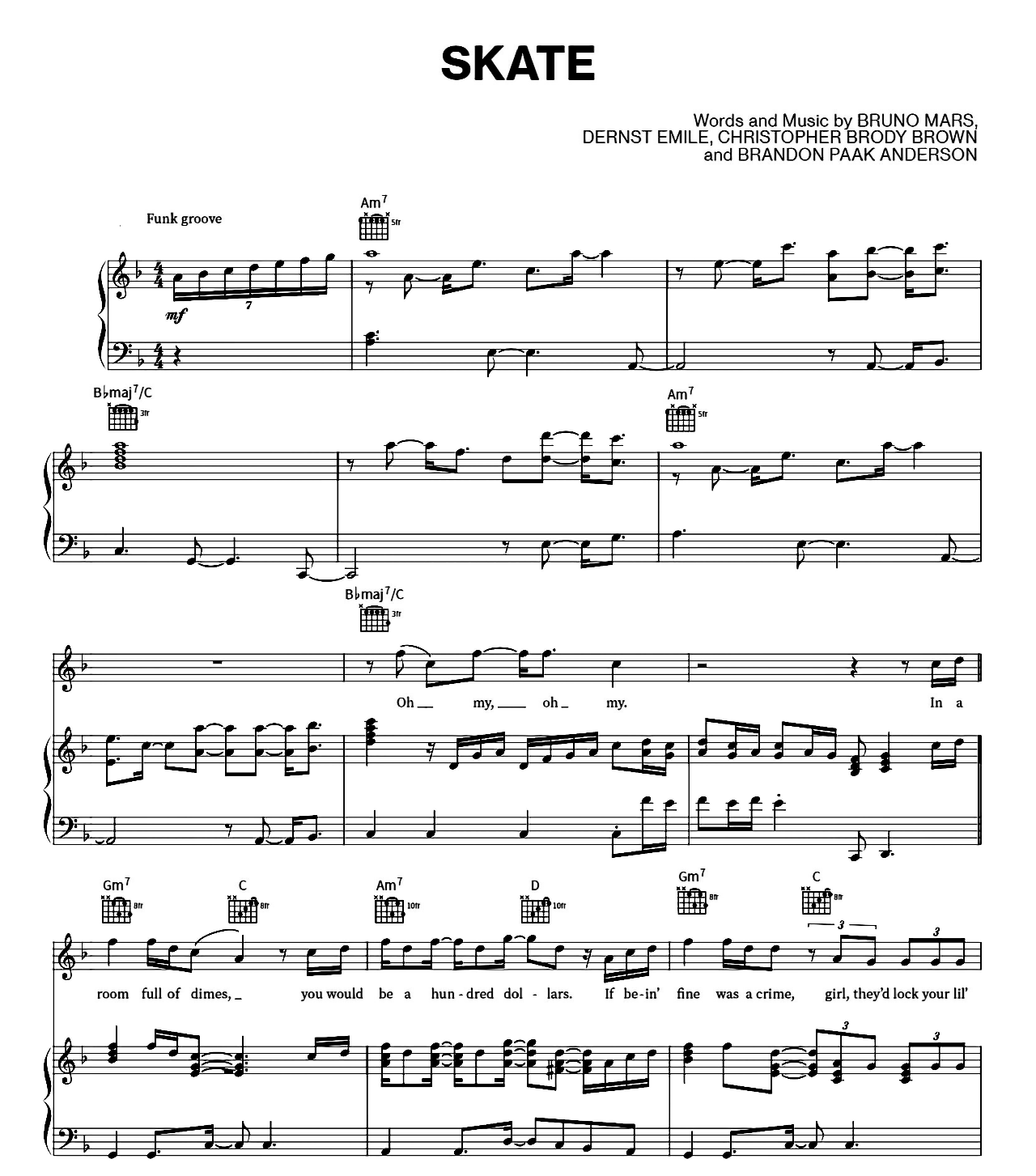Skate sheet music