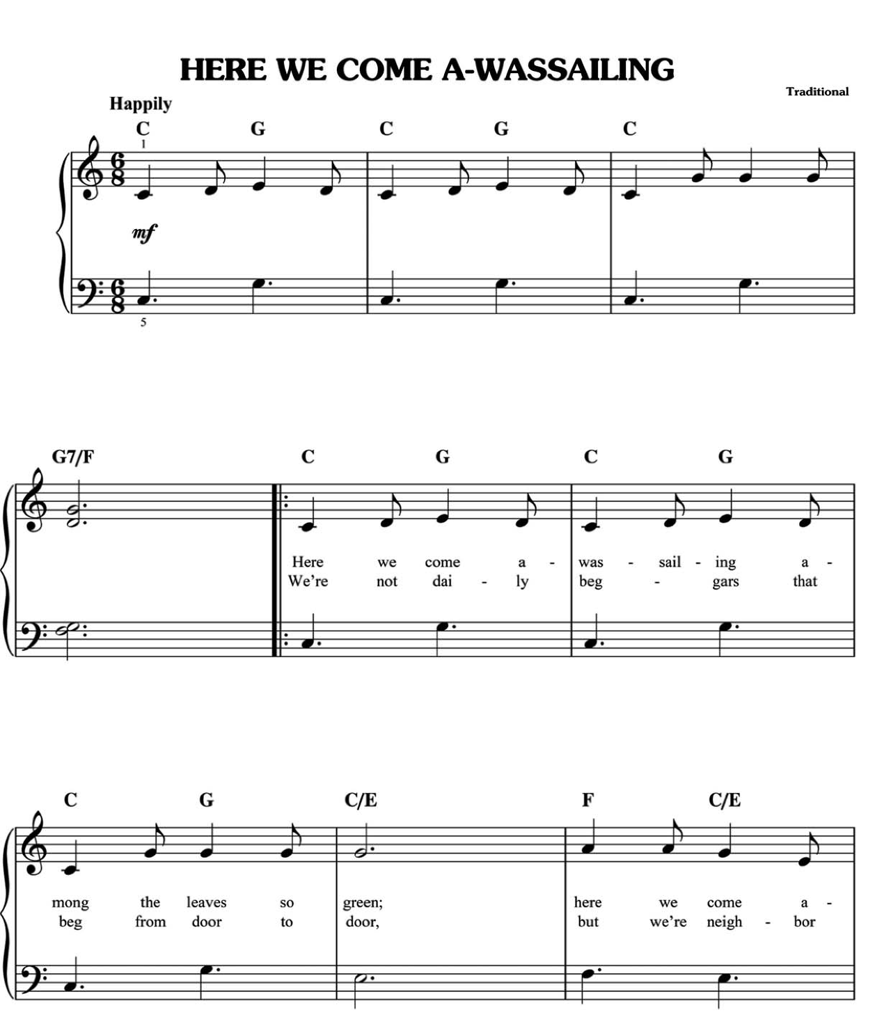 Here We Come A Wassailing sheet music