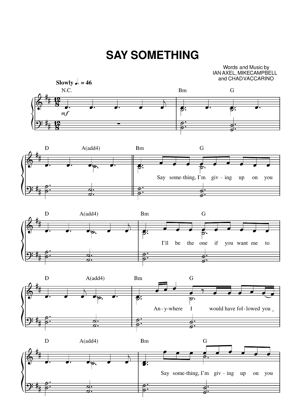Say Something sheet music