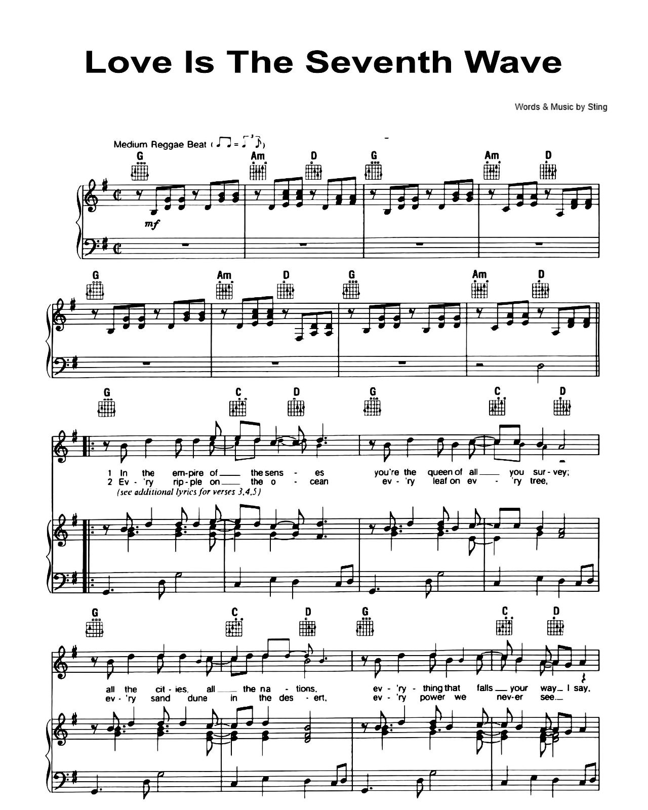 Love Is The Seventh Wave sheet music