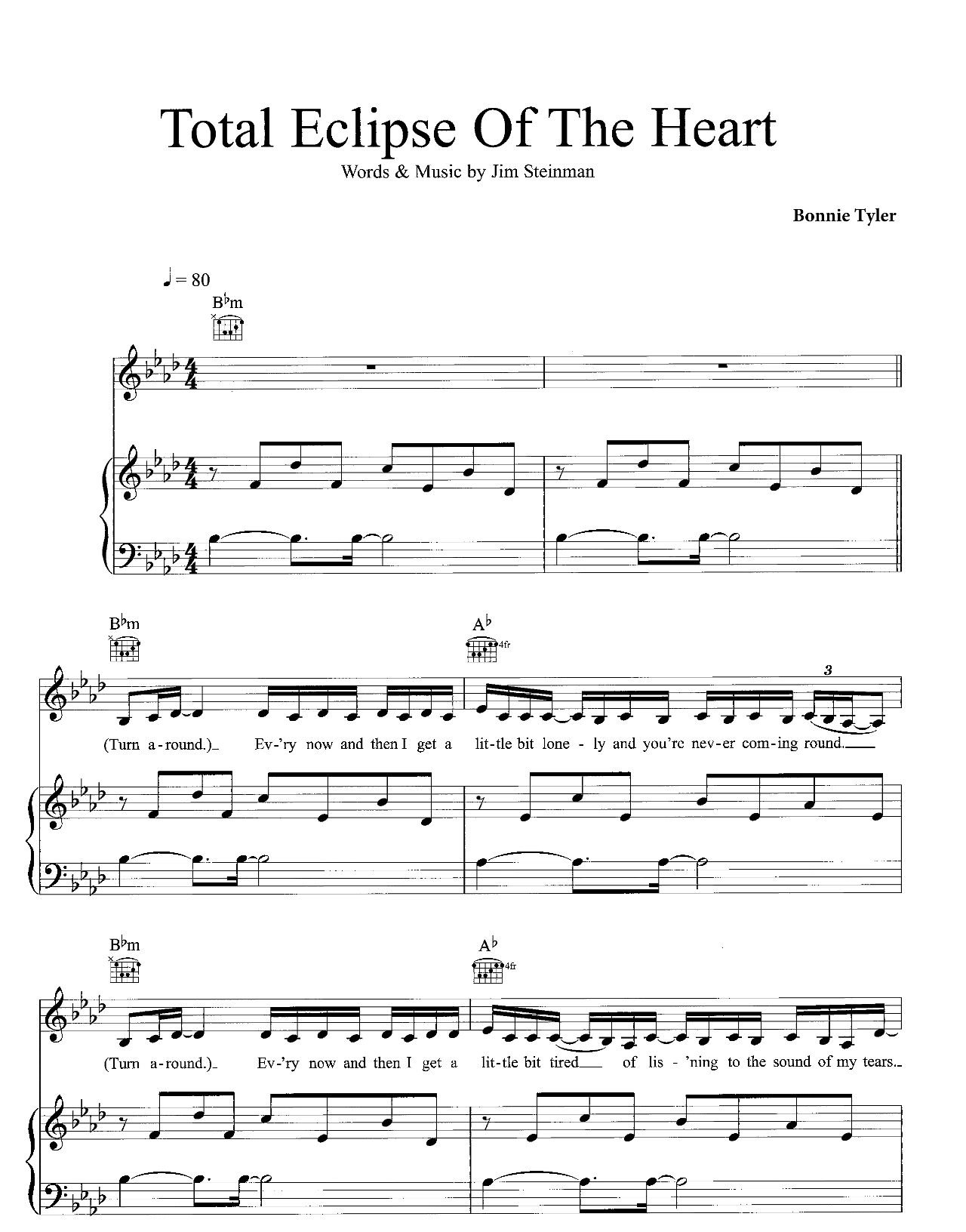 Total Eclipse Of The Heart sheet music