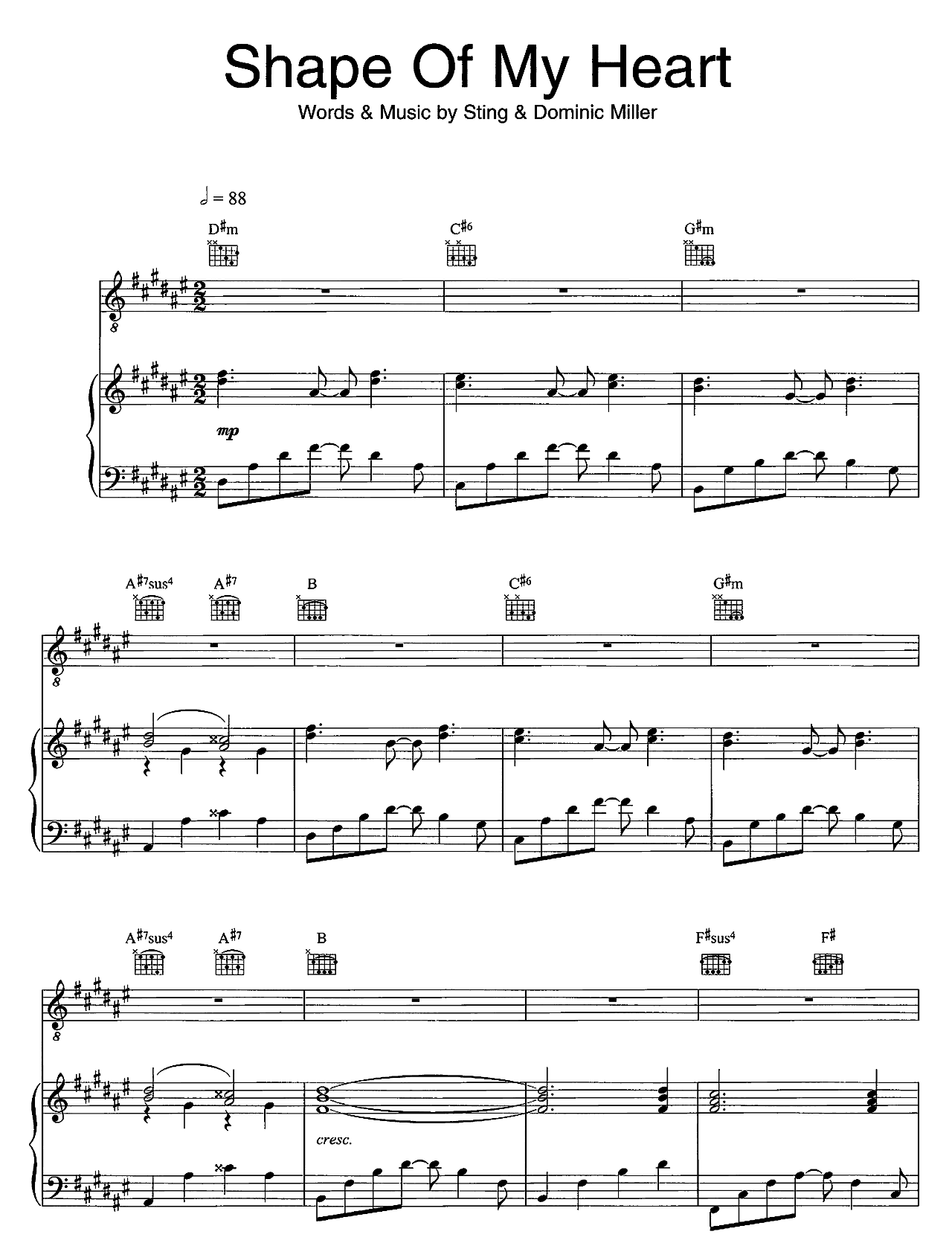 Shape Of My Heart sheet music