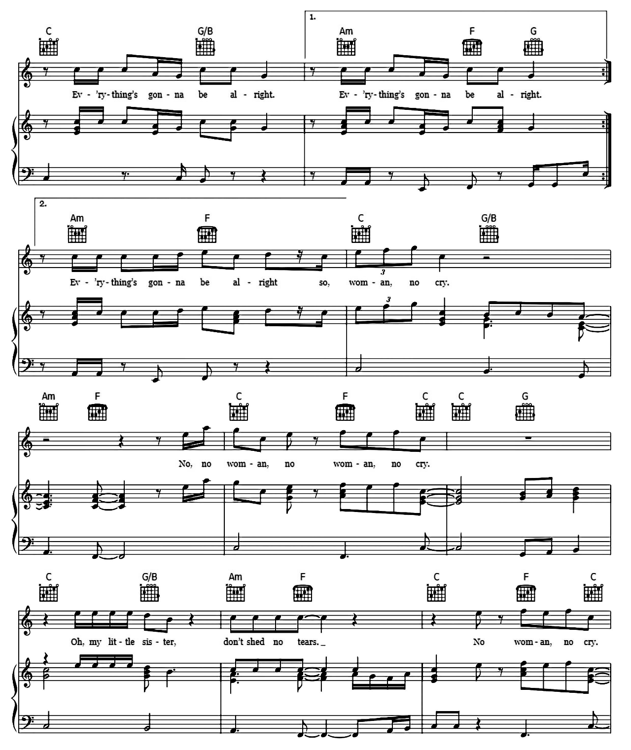 No Woman No Cry sheet music 5