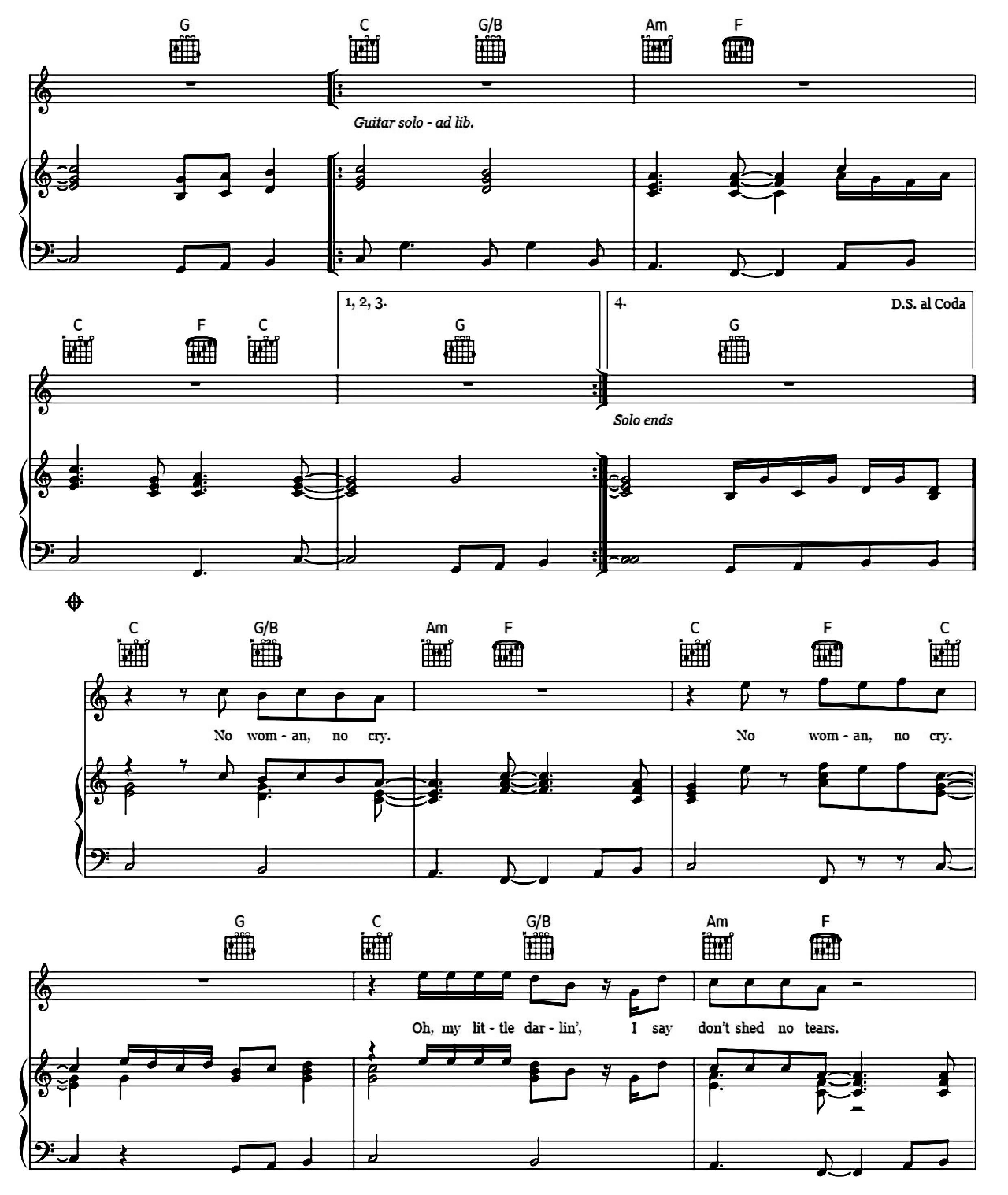 No Woman No Cry sheet music 6