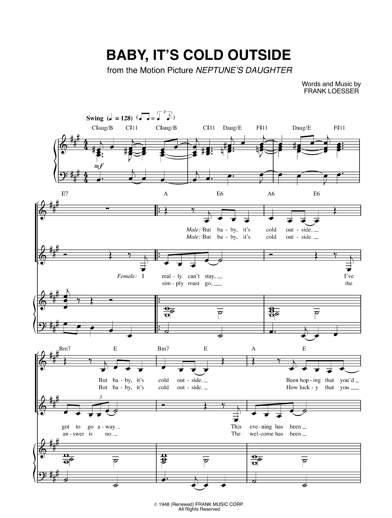 Baby It's Cold Outside sheet music