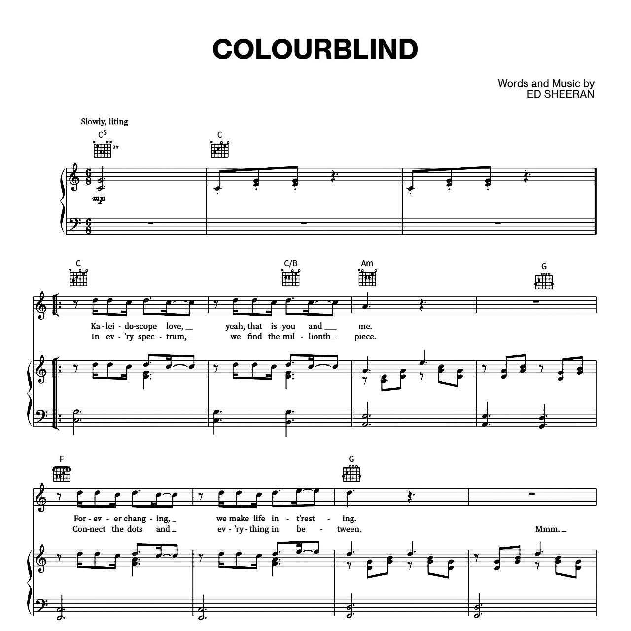 Colourblind sheet music