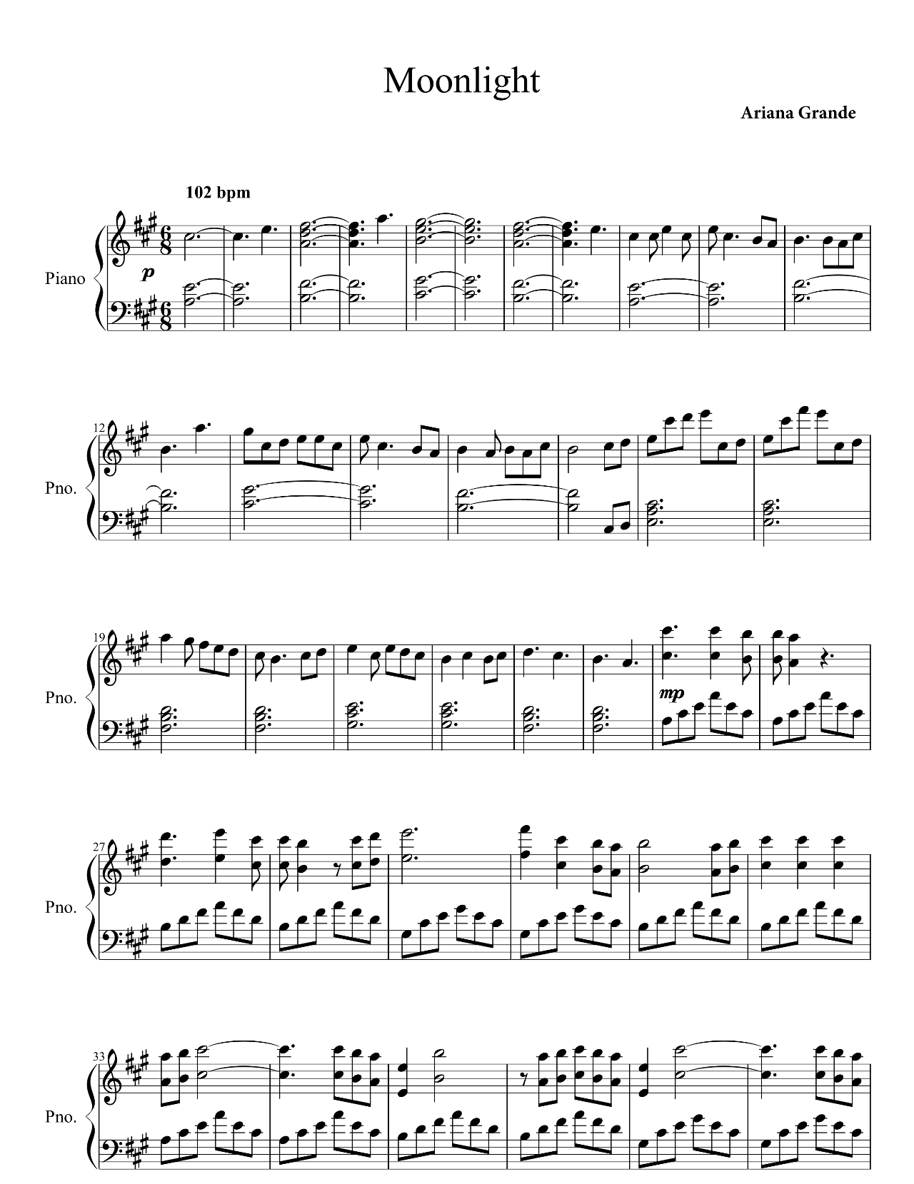 Moonlight sheet music
