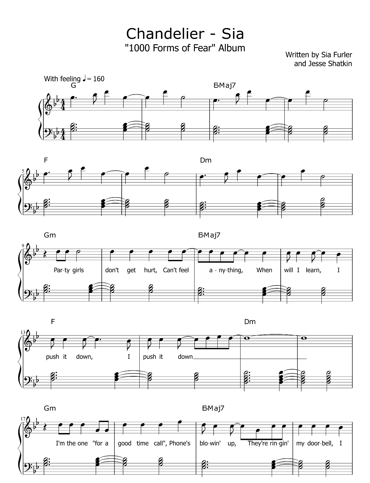 Chandelier sheet music
