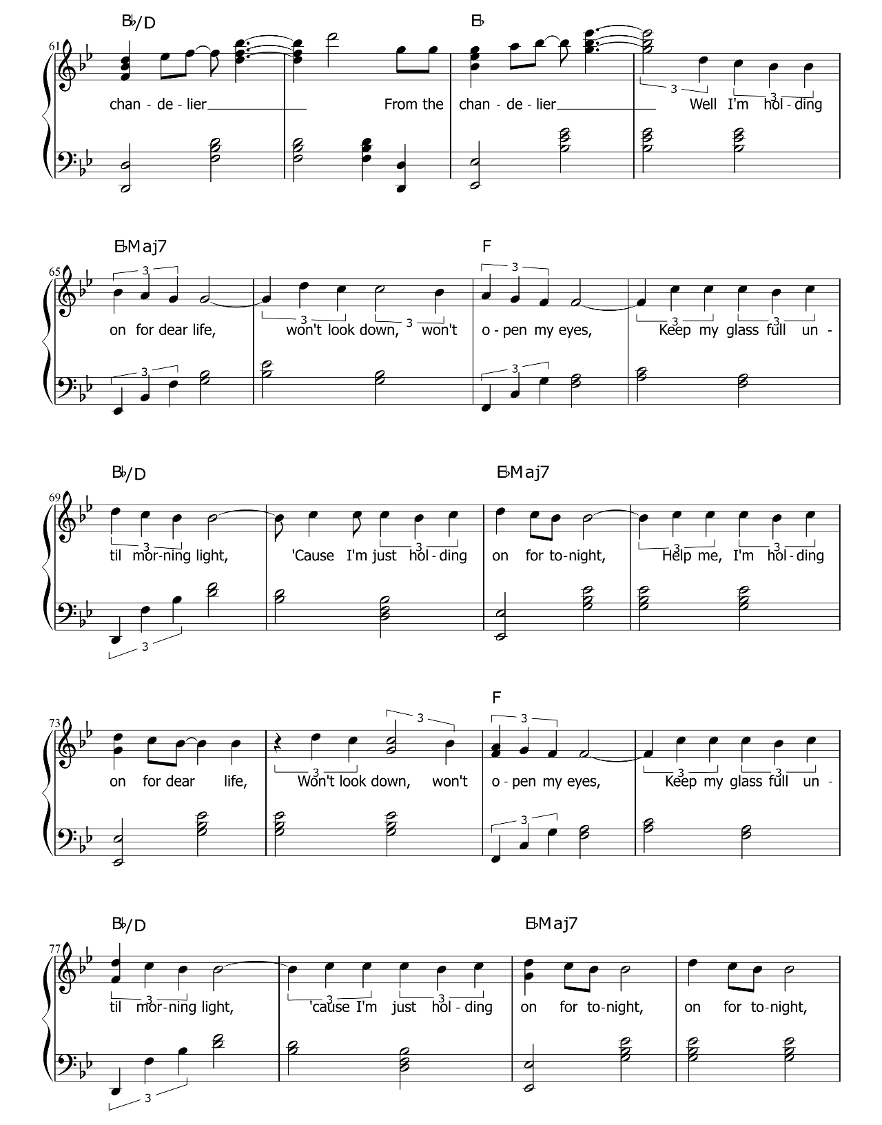 Chandelier sheet music 4