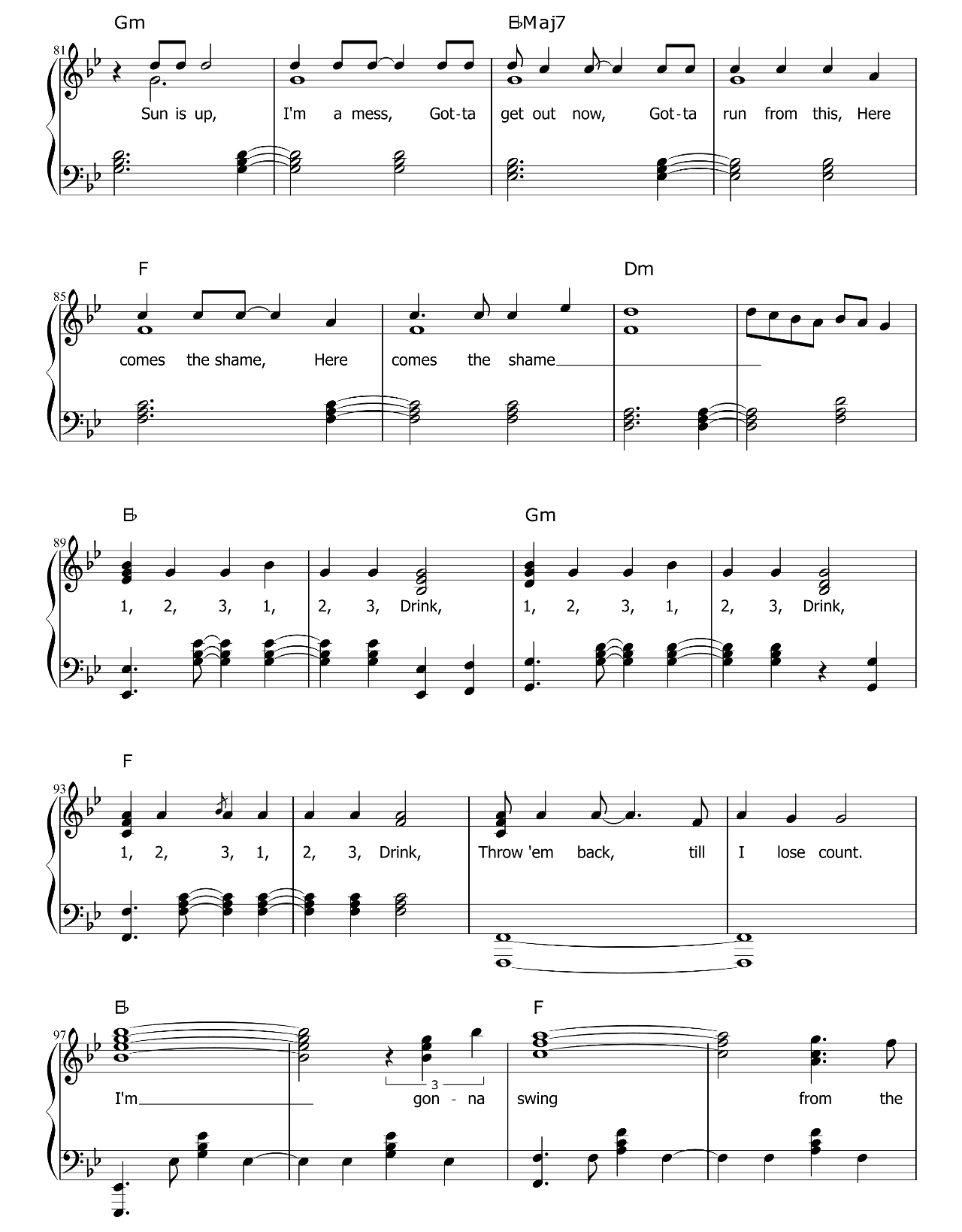 Chandelier sheet music 5