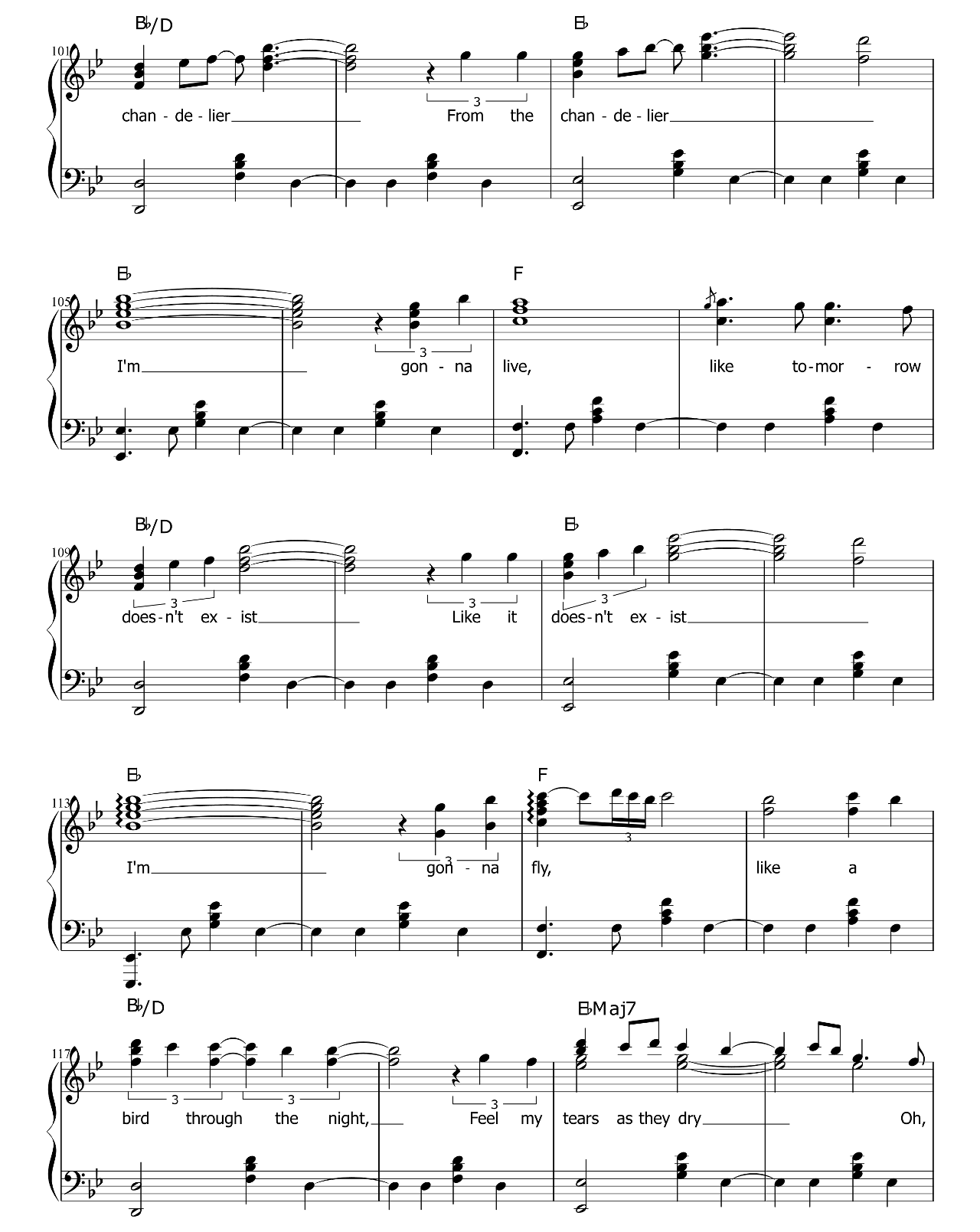 Chandelier sheet music 6