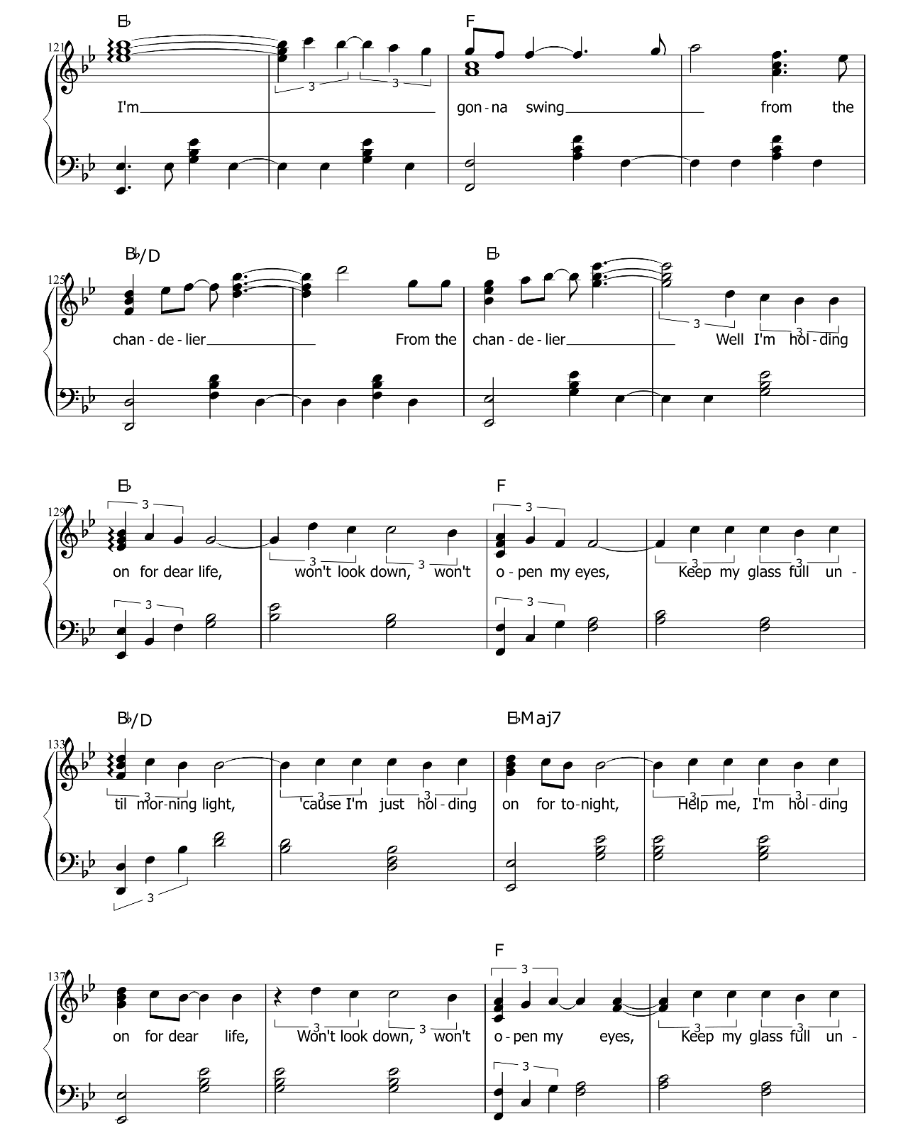 Chandelier sheet music 7