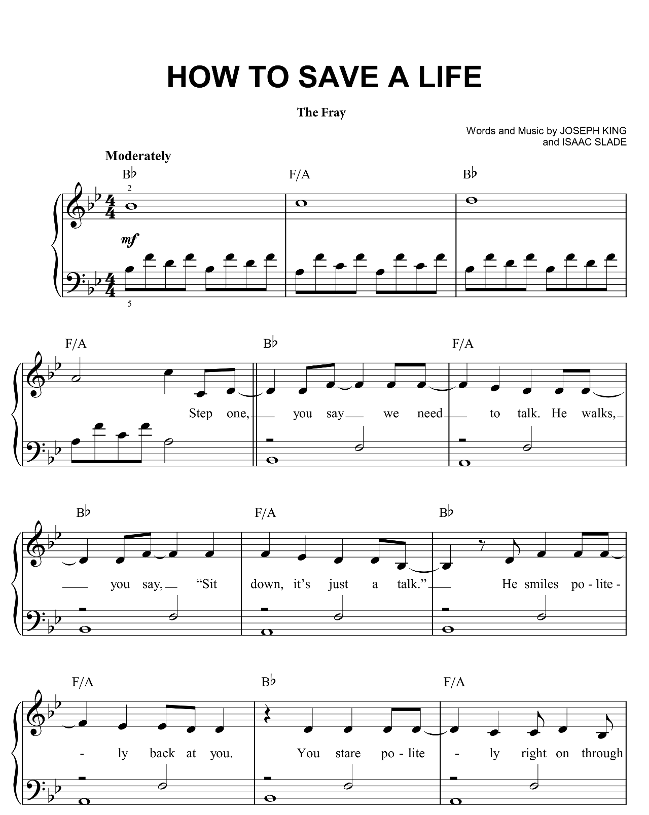 How To Save A Life sheet music