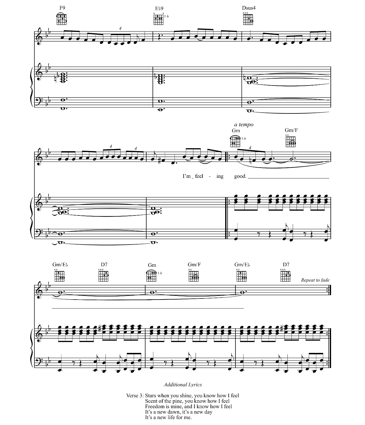 Feeling Good sheet music 5