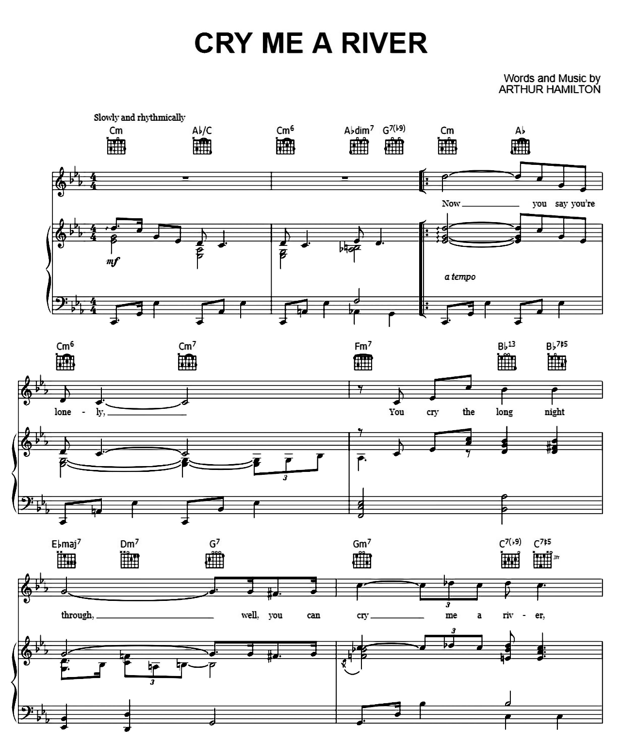 Cry Me A River sheet music