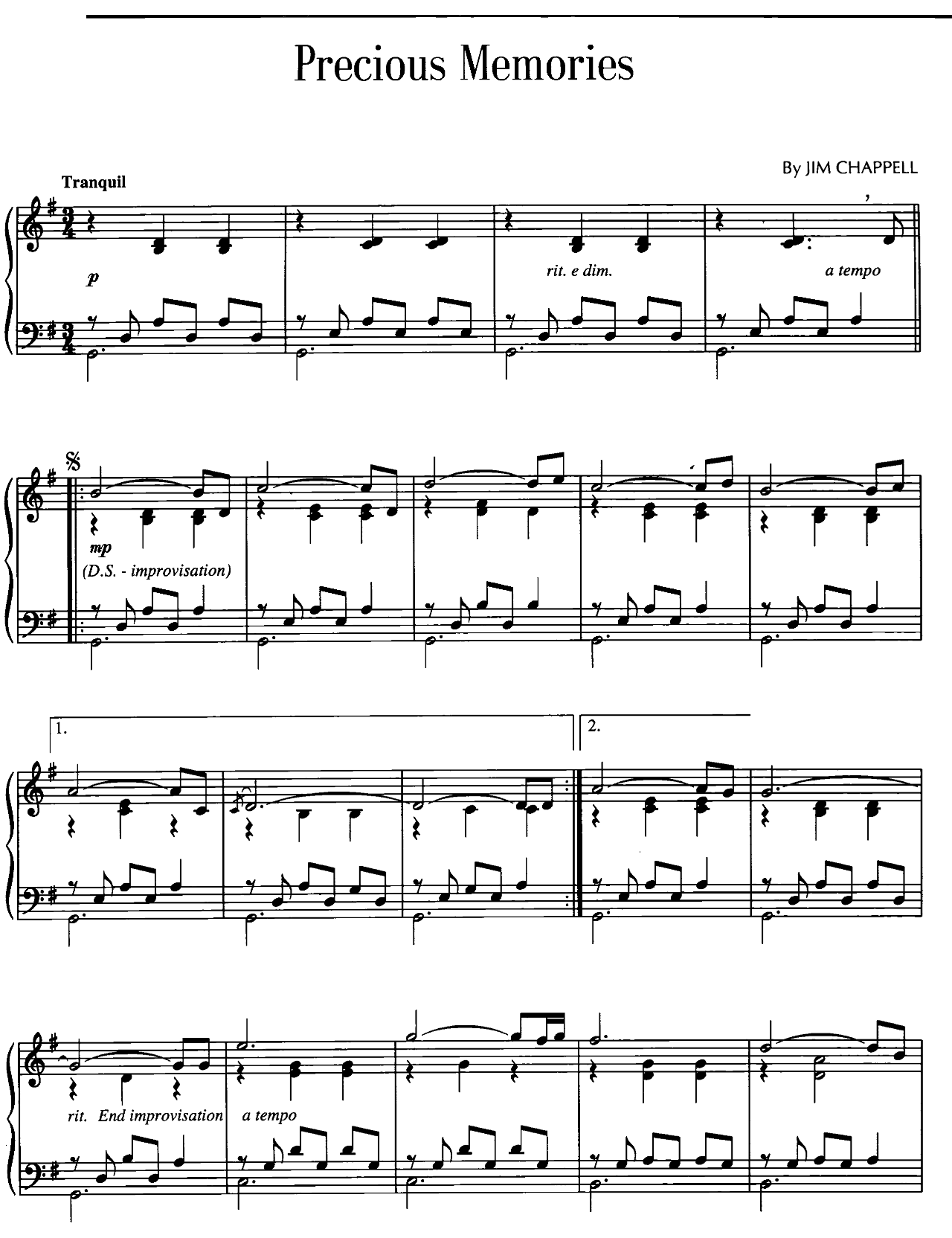 Precious Memories sheet music