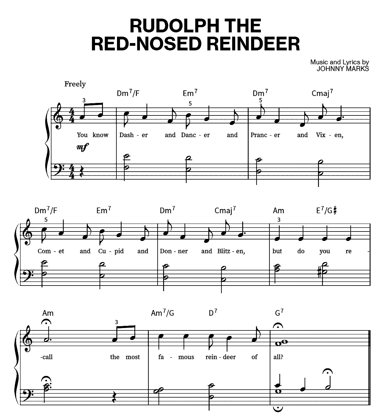 Rudolph The Red Nosed Reindeer (easy Piano) sheet music