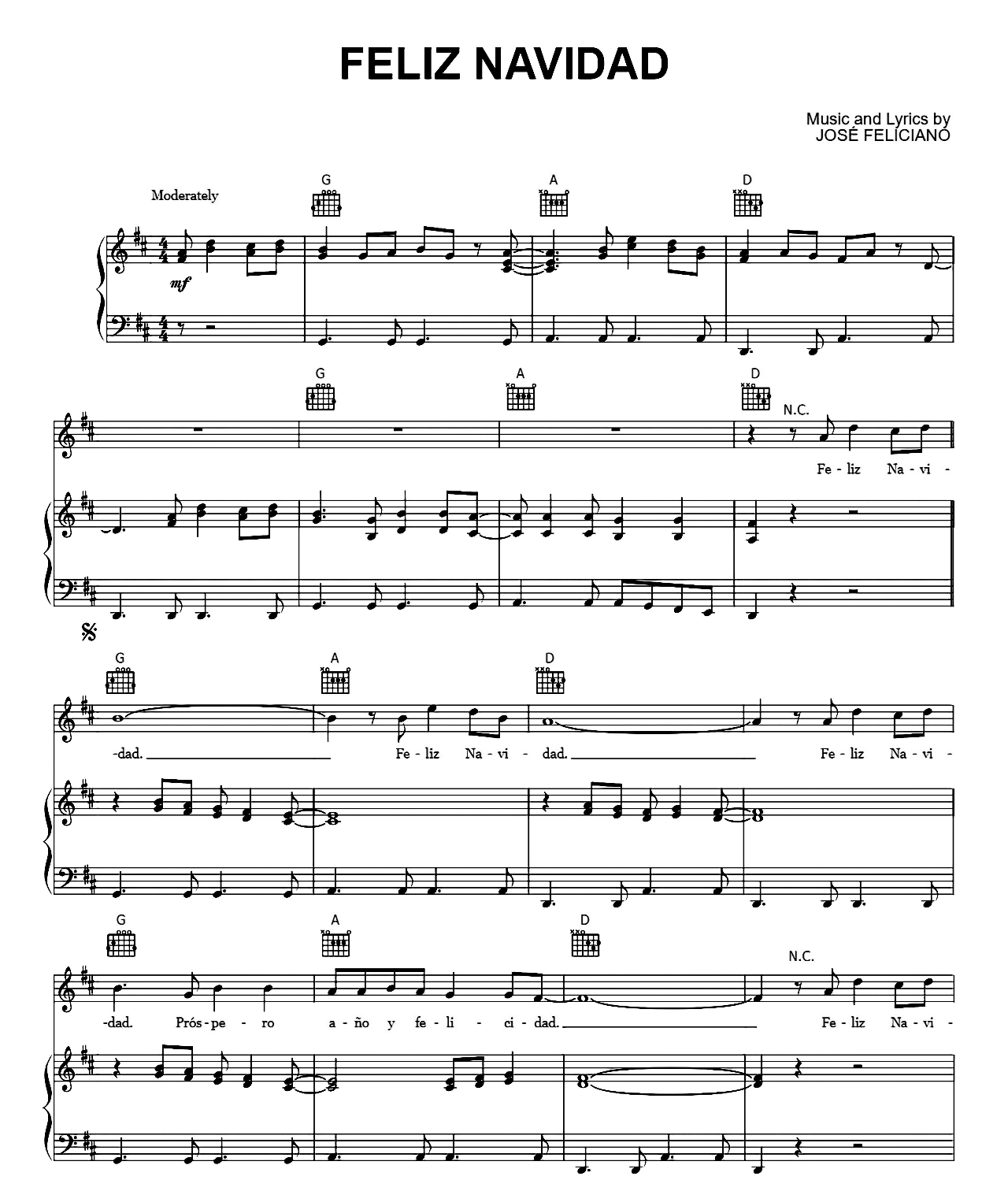 Feliz Navidad sheet music