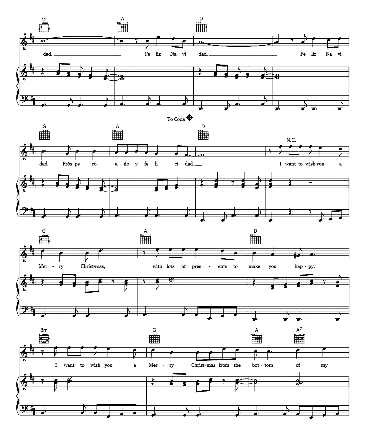 Feliz Navidad sheet music 2