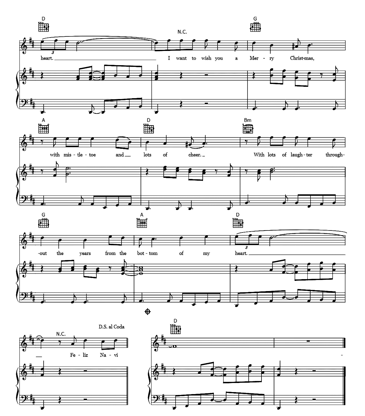 Feliz Navidad sheet music 3