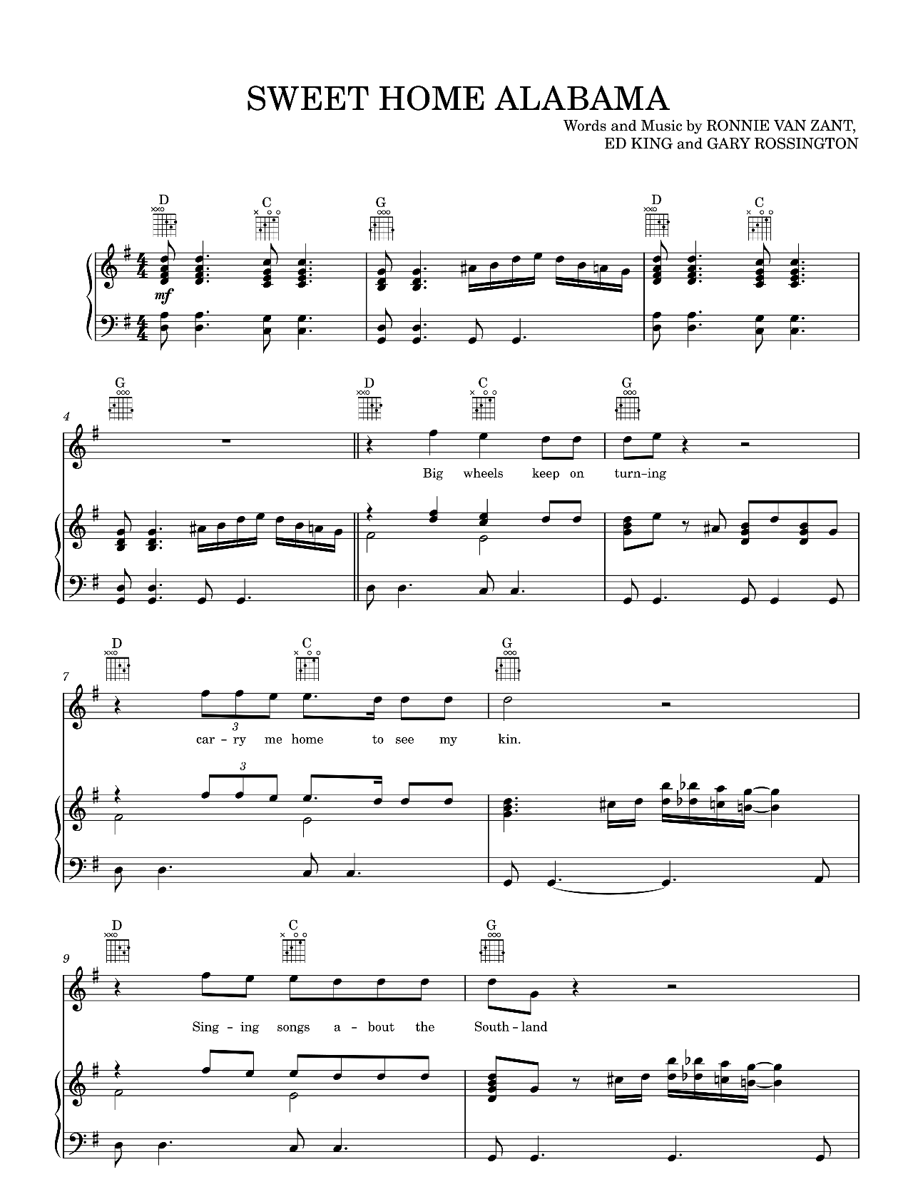 Sweet Home Alabama sheet music
