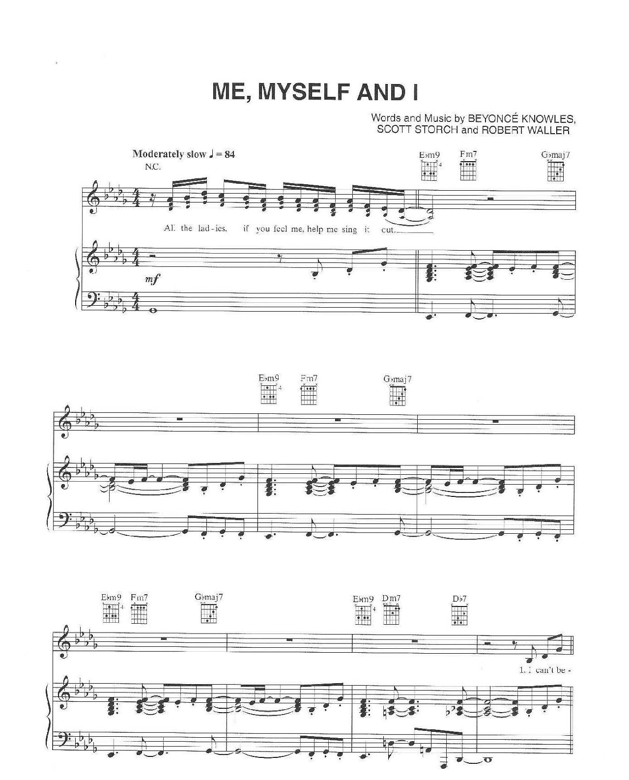 Me Myself And I sheet music