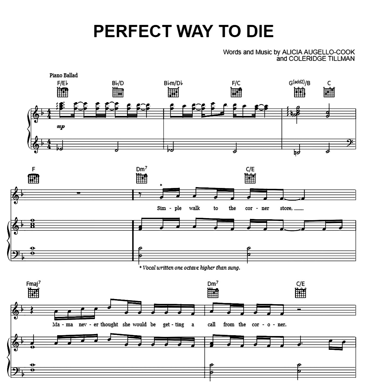 Perfect Way To Die sheet music