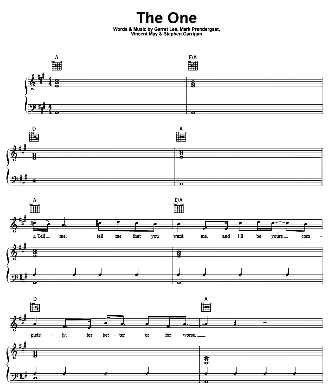 The One sheet music