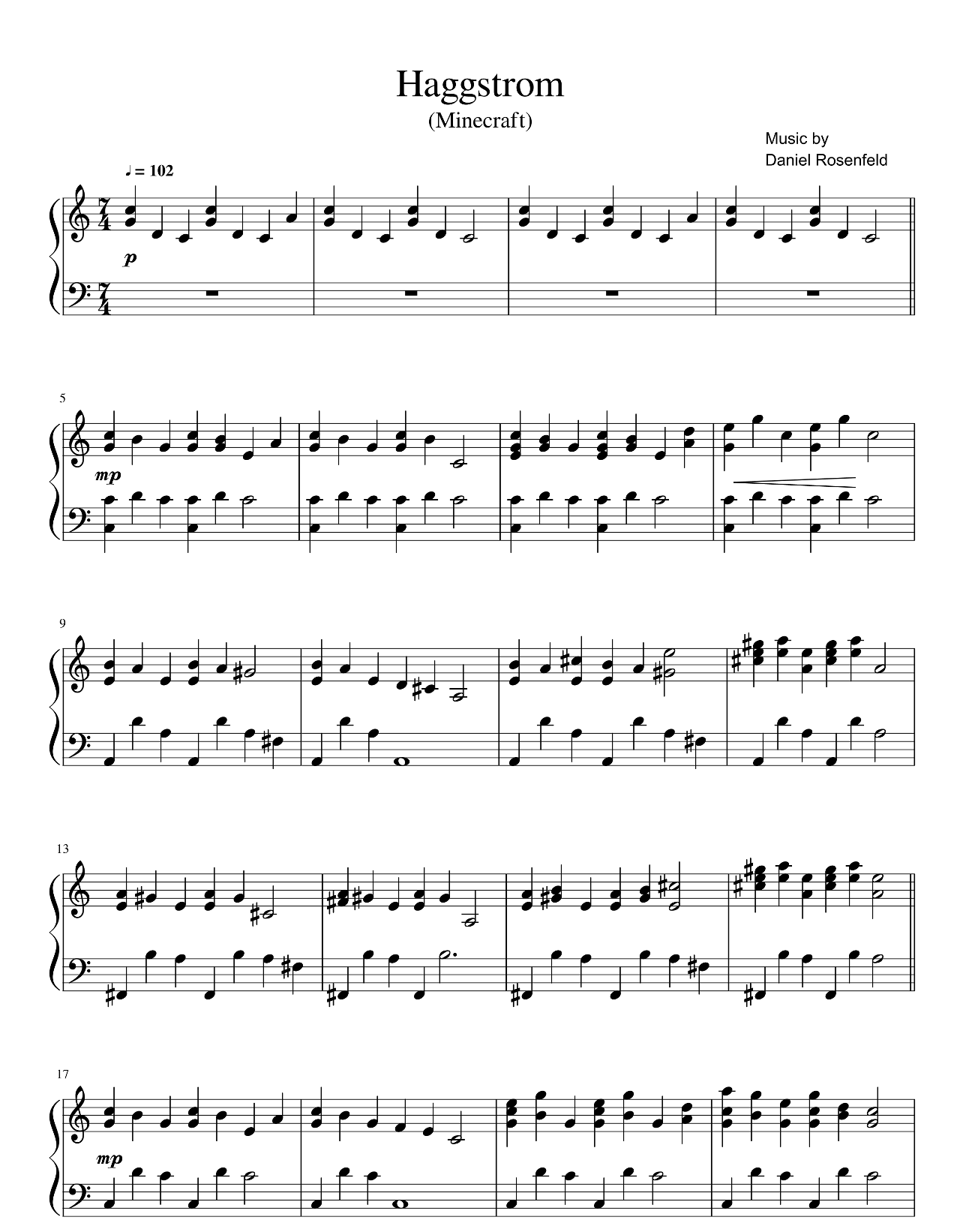 Haggstrom sheet music