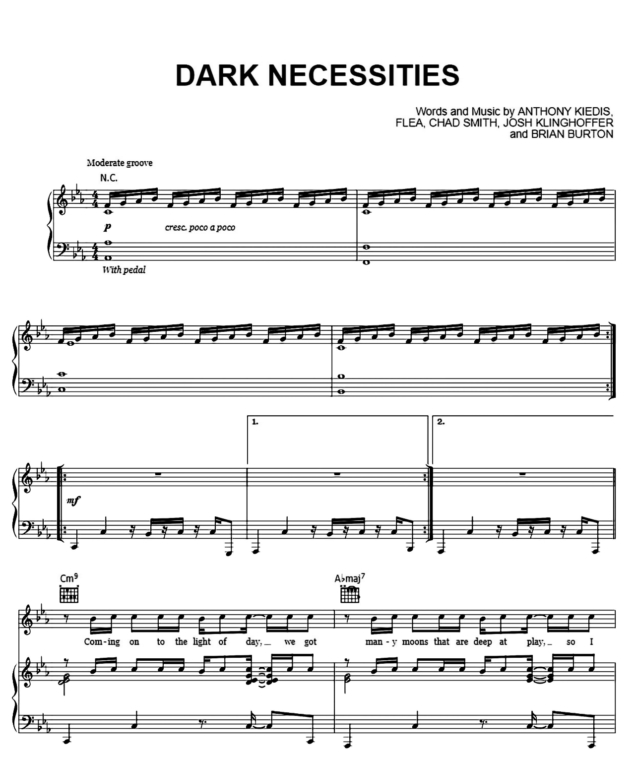 Dark Necessities sheet music