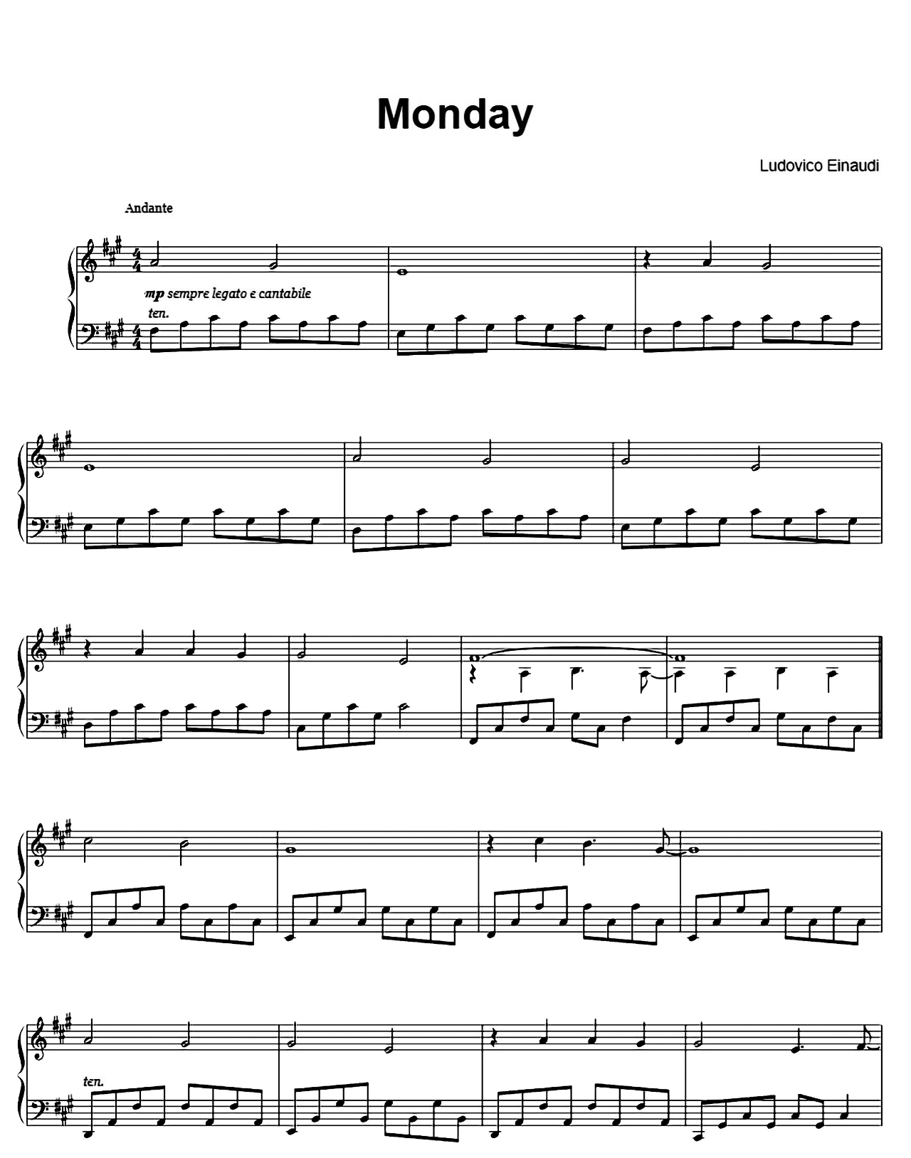 Monday sheet music