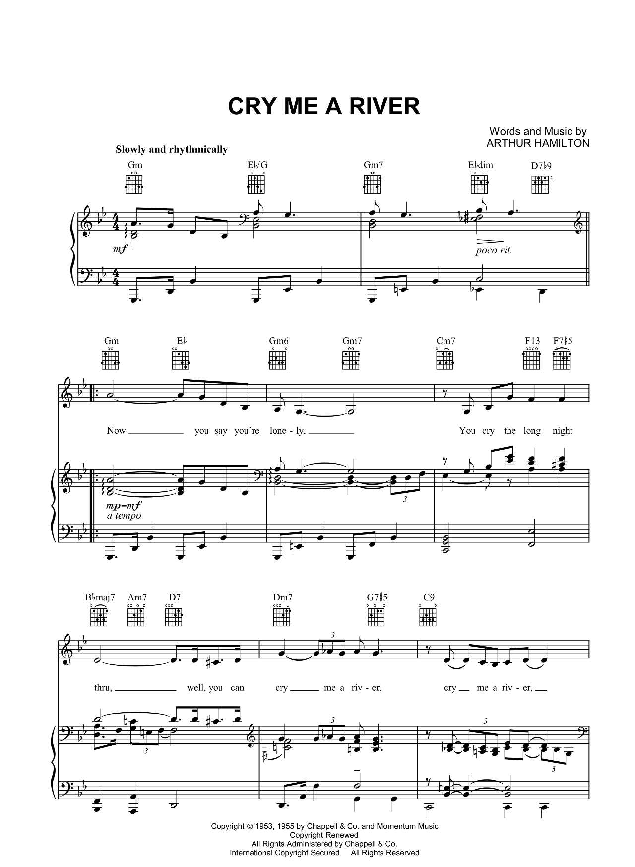 Cry Me A River sheet music