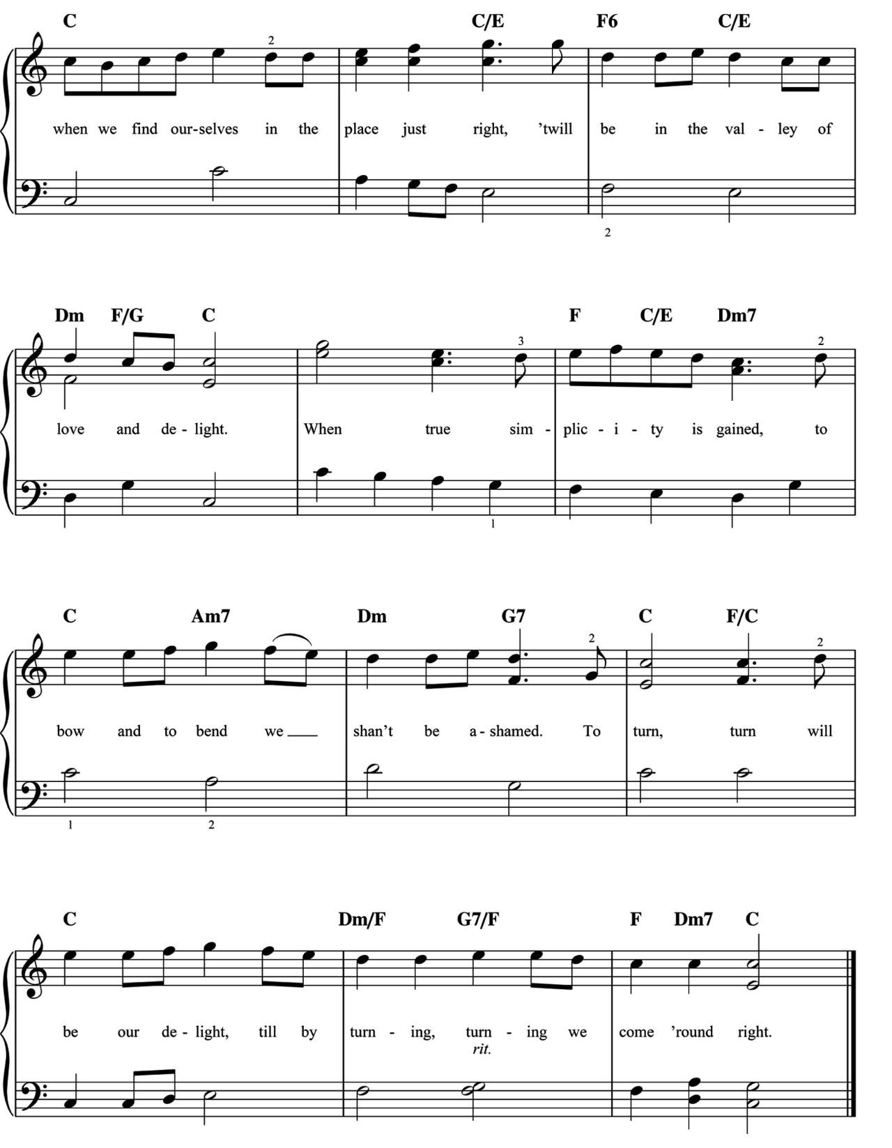 Simple Gifts sheet music 2