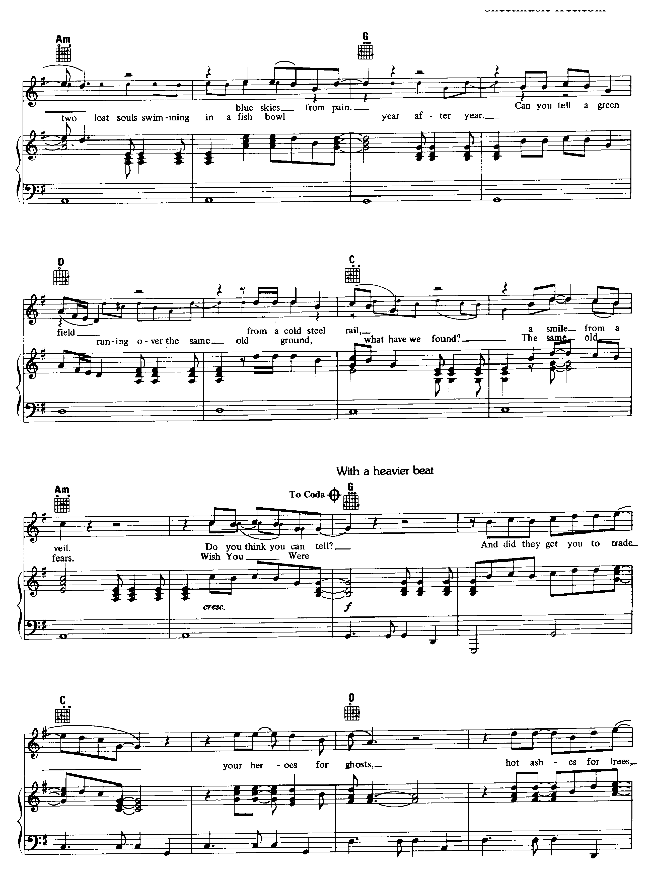 Wish You Were Here sheet music 2