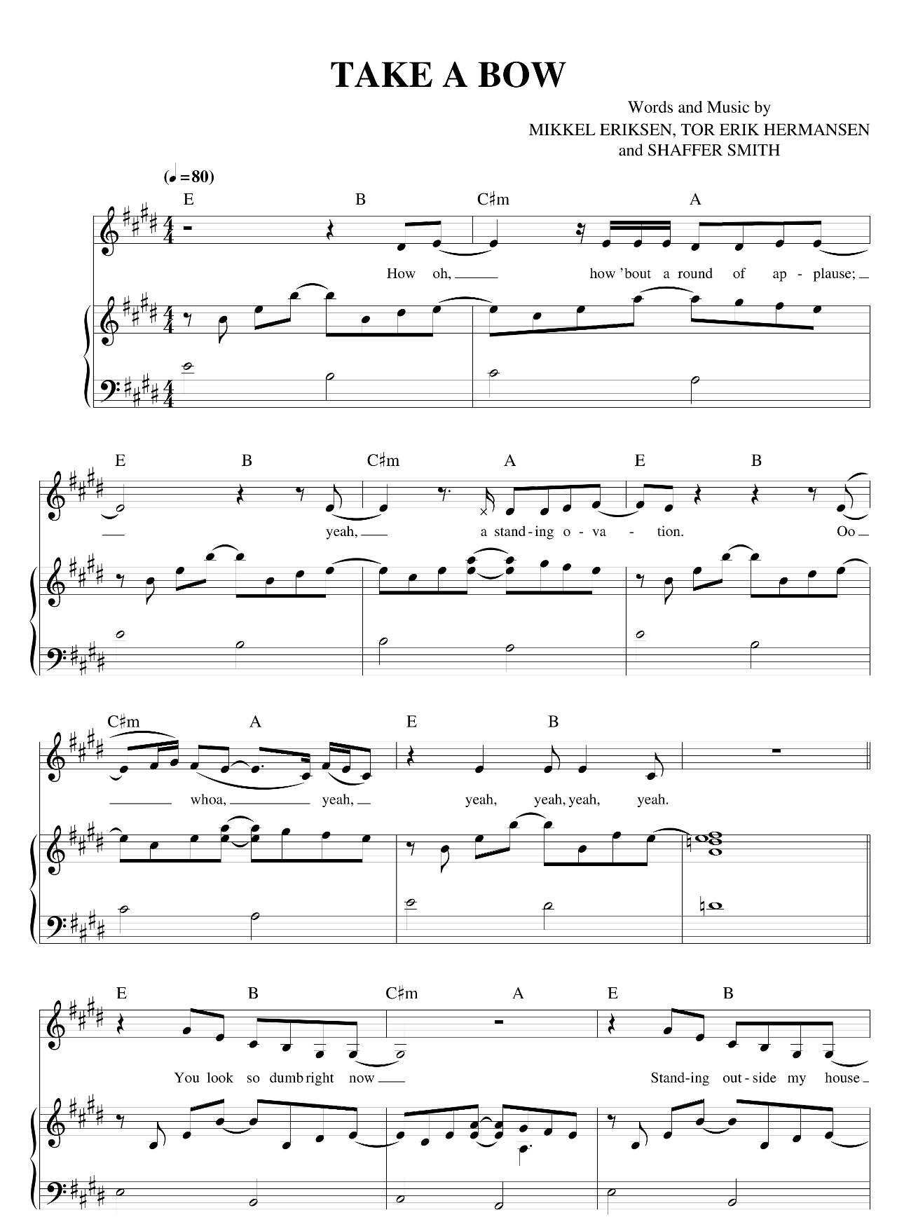 Take A Bow sheet music