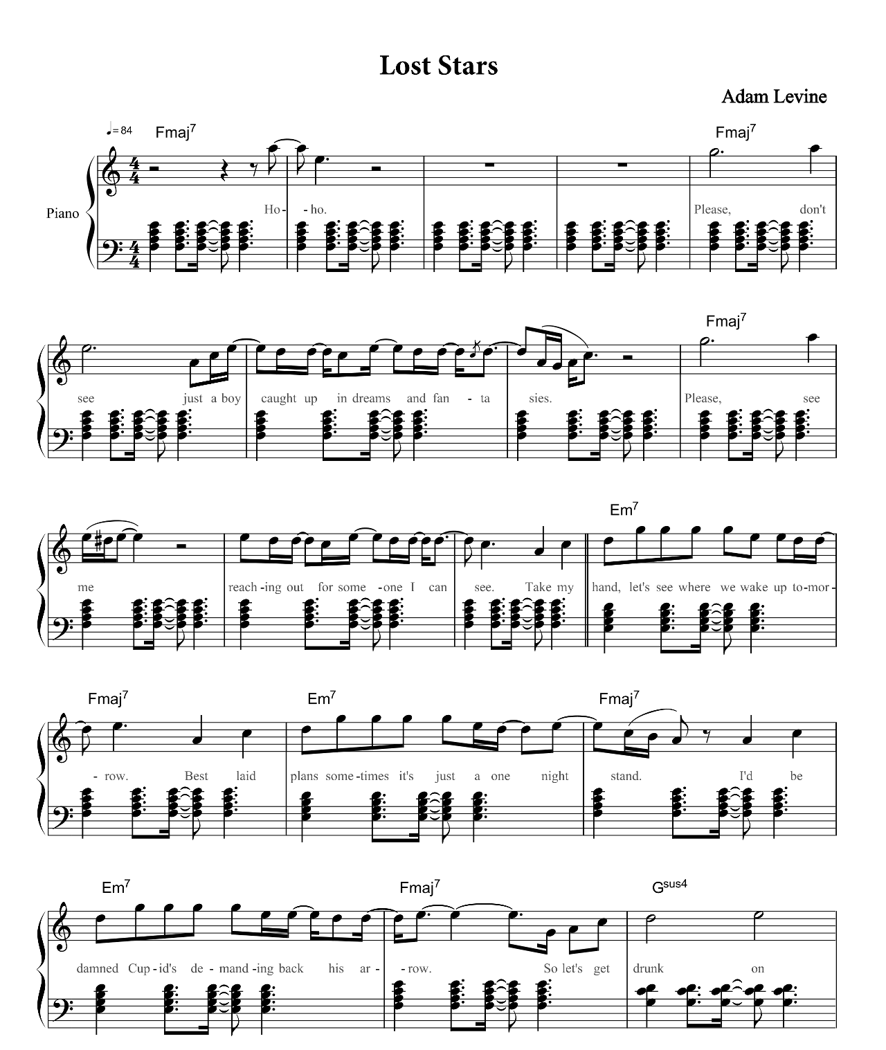 Lost Stars sheet music