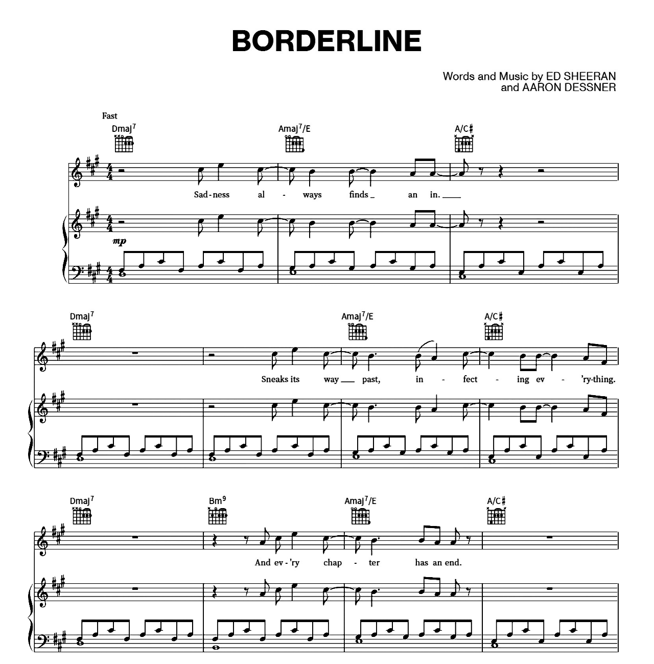 Borderline sheet music