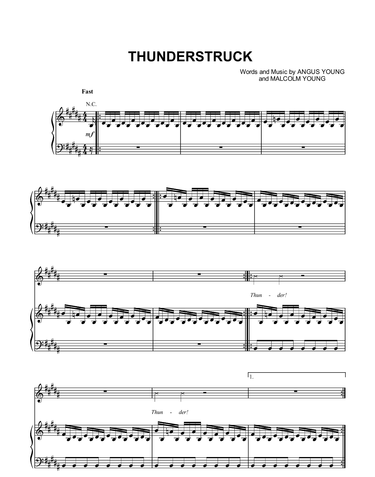 Thunderstruck sheet music