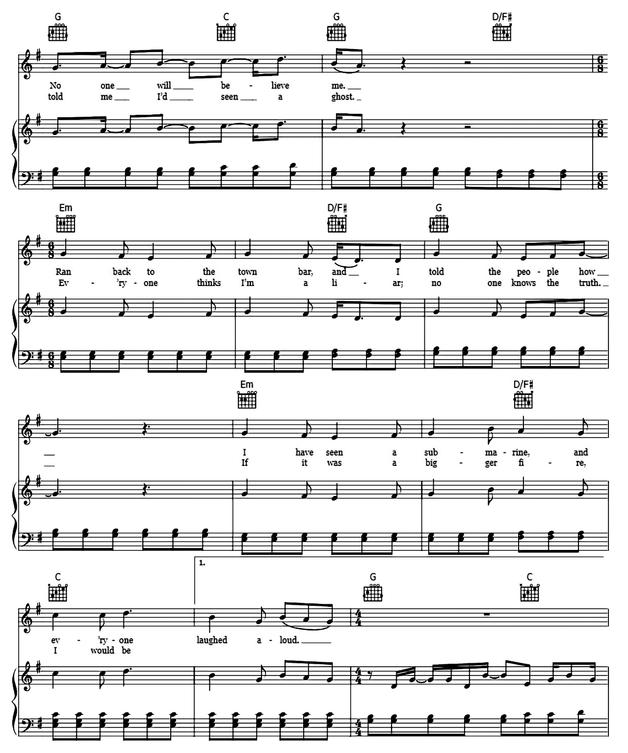 Submarines sheet music 2