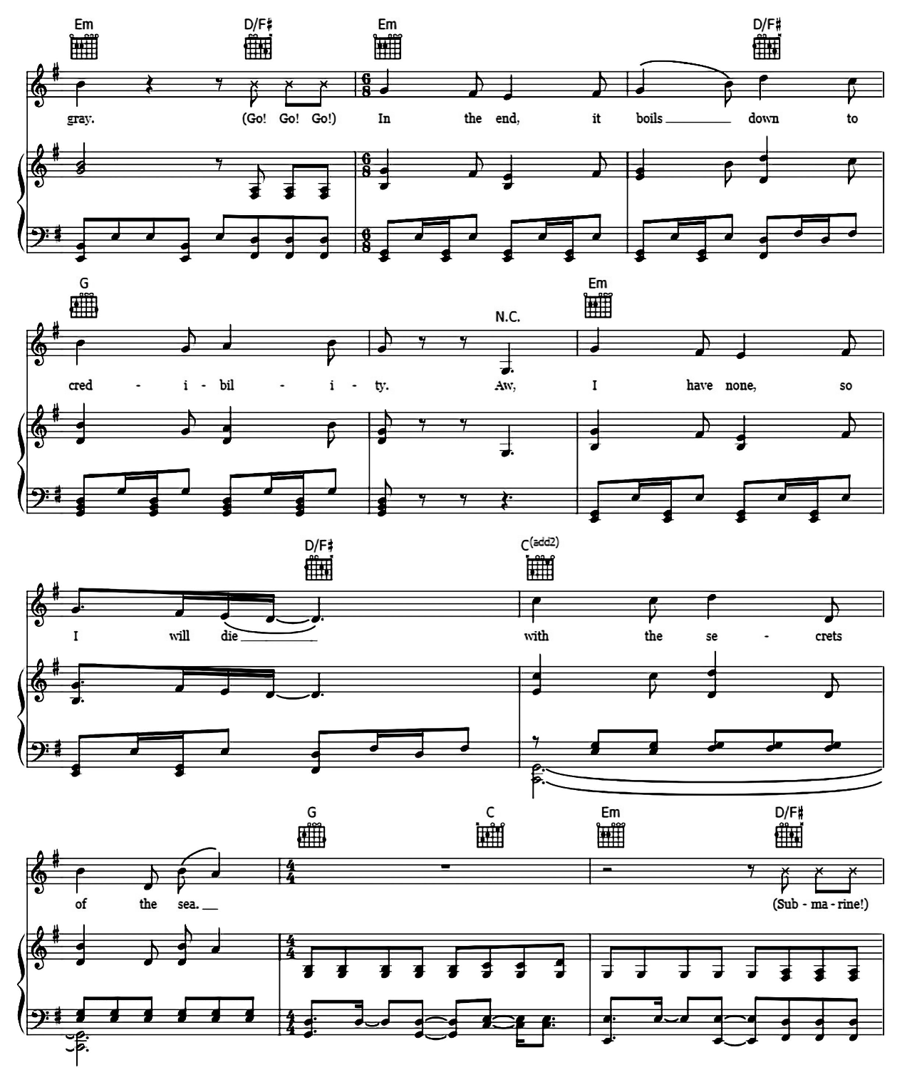 Submarines sheet music 5